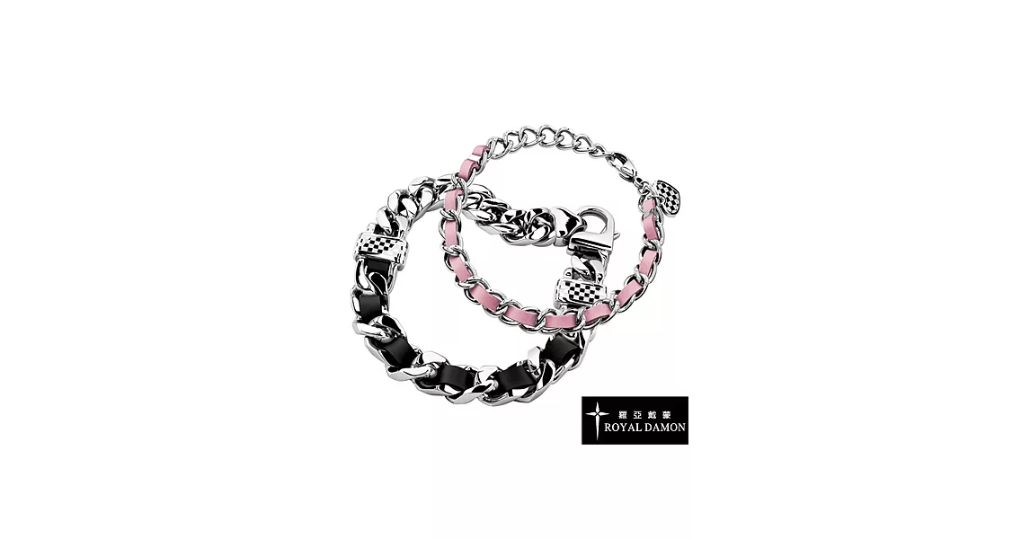 Royal Damon羅亞戴蒙『超帥氣v.s.超吸晴』情侶手鍊男(闇黑)+女(粉紅