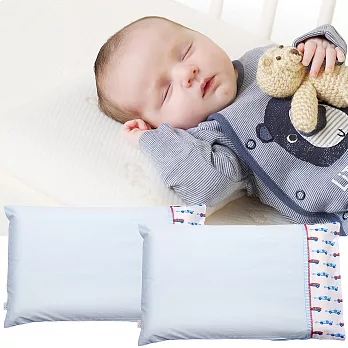 【奇哥 ClevaMama】防扁頭嬰兒枕-專用枕套2入(藍色小車)