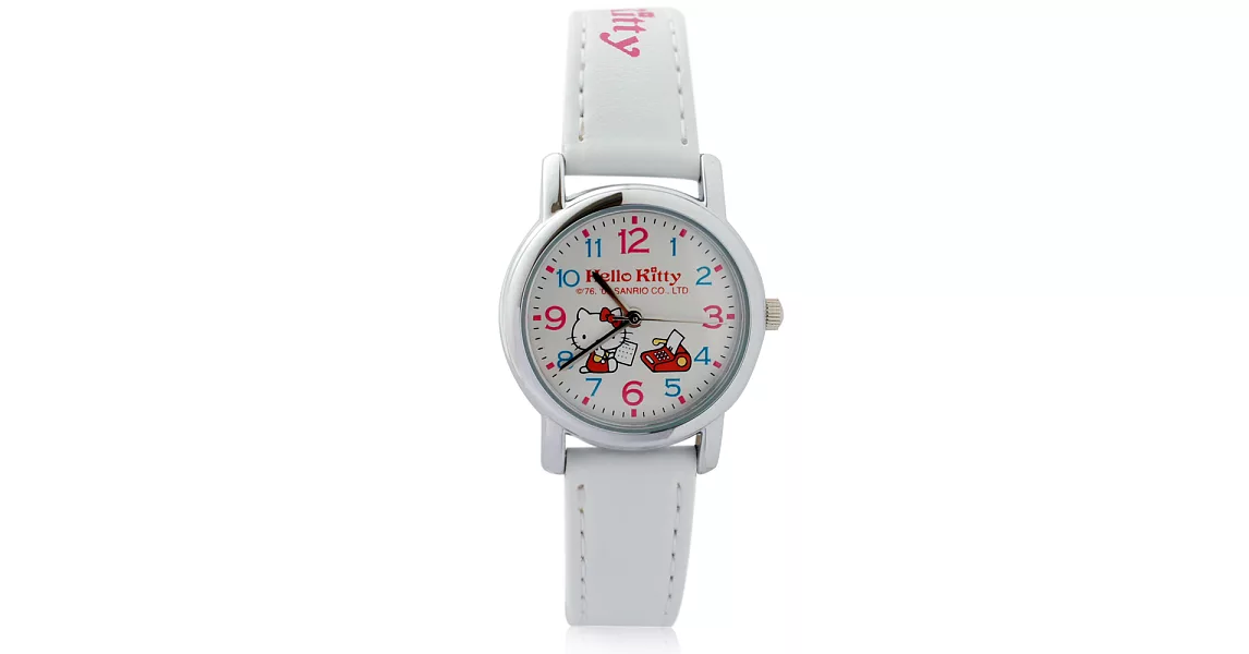 Hello Kitty 三麗鷗正版授權 繽紛凱蒂貓數字刻度腕錶(多款)-KT570白