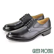 【GREEN PHOENIX】男 紳士皮鞋 商務皮鞋 素面 綁帶 全真皮 台灣製 US7.5 黑色