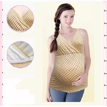 哺乳衣/月子服日本暢銷款細肩純棉授乳服孕前產後收腹孕婦裝哺乳背心孕婦交叉喂奶背心XL黃點