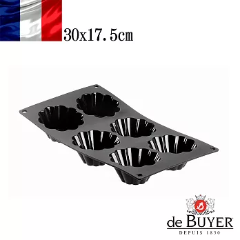 法國【de Buyer】畢耶烘焙『黑軟矽膠模系列』6 格布里歐烤模