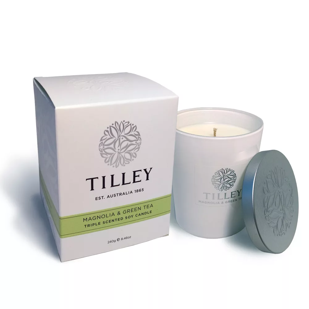 Tilley百年特莉 木蘭花&綠茶香氛大豆蠟燭240g