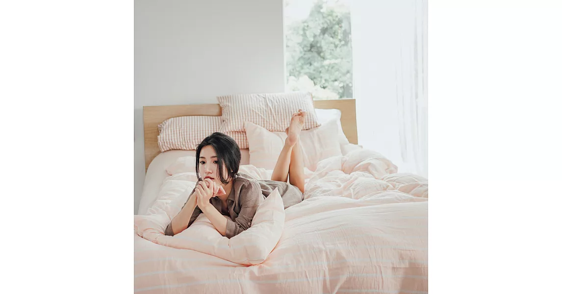 PRIMARIO 【雙層紗-粉】台灣製 加大-純棉雙層紗 被套/床包四件組