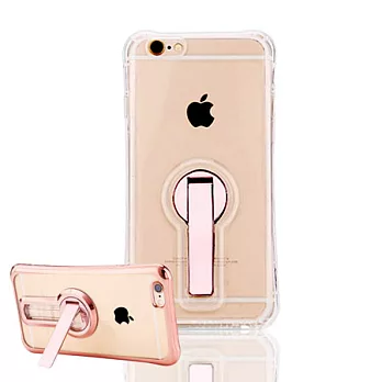 水漾-iPhone7(4.7)小蠻腰空壓手機透明支架TPU手機軟殼(送玻璃保護貼)透明玫瑰金