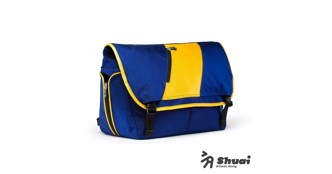 Shuai M1 Series Messenger 信差風格電腦側背包(藍橘/13吋筆電適用)