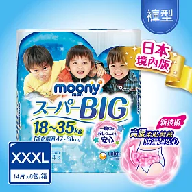 博客來 滿意寶寶日本頂級超薄褲型男用 Xxxl 14片 6包 箱購