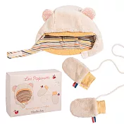 【安垛小姐】法國 Moulin Roty Papoum 寶寶帽子手套禮盒組 (6~12個月)
