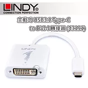 LINDY 林帝 主動式 USB3.1 Type-C to DVI-I 轉接器 (43191)