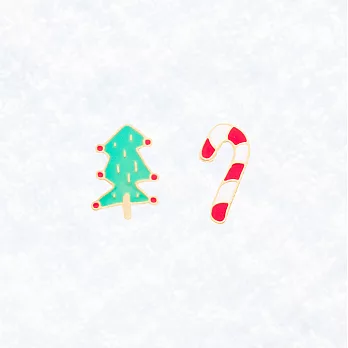 Little OH! 聖誕系列 手作耳環（聖誕禮物/聖誕樹/拐杖/雪人/可可/雪花/聖誕老人/聖誕許願襪/麋鹿）交換禮物 台灣設計 - 拐杖