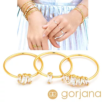 Gorjana 公主切割 白色方鑽戒指 三環戒 Amara Ring 6 金色