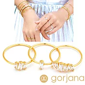Gorjana 公主切割 白色方鑽戒指 三環戒 Amara Ring 8 金色