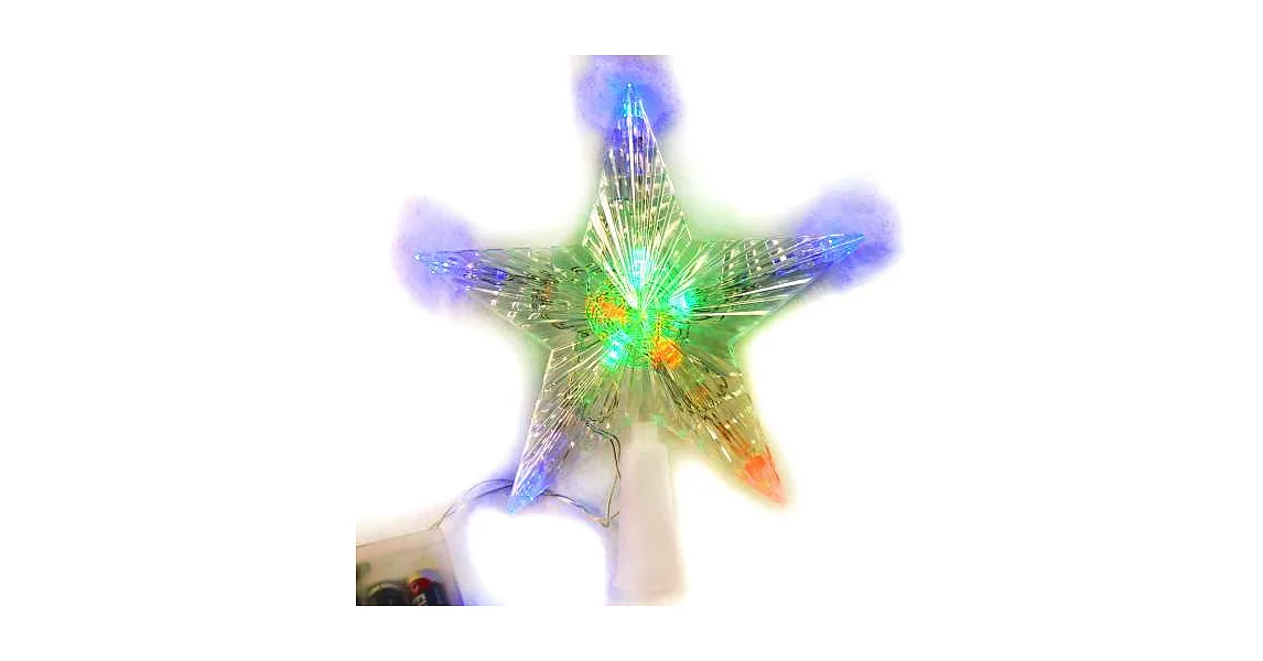 聖誕燈LED透明樹頂星電池燈 (彩光) (高亮度又環保)(可裝飾於聖誕樹頂或窗戶等)YS-XSLED100033