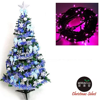幸福6尺/6呎(180cm)一般型裝飾綠聖誕樹  (+藍銀色系配件)+100燈LED燈1串(附控制器跳機)-粉紅光YS-GTC06304