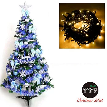 幸福6尺/6呎(180cm)一般型裝飾綠聖誕樹  (+藍銀色系配件)+100燈LED燈1串(附控制器跳機)-暖白光YS-GTC06304