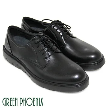 ◤Green Phoenix◥極簡綁帶超輕量平底男皮鞋/學生鞋40黑色
