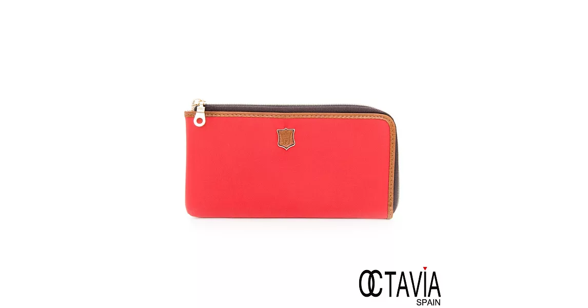 OCTAVIA 8 - schoolish 尼龍輕量護照式L型拉鍊長夾 - 無好運桔紅