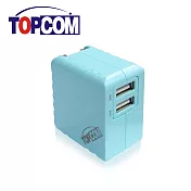 TOPCOM 雙USB孔 5V 3.4A 高速充電 充電器 TC-E340藍色