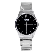 mono 3199-256 極簡商務人士銀帶黑面簡約圓錶- 銀框黑面