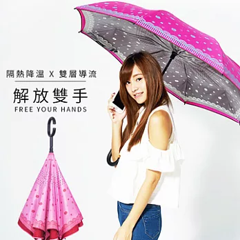 【雙龍牌】HANA色膠弧形雙層反向傘。全球唯一不透光隔熱降溫反向傘玫瑰粉