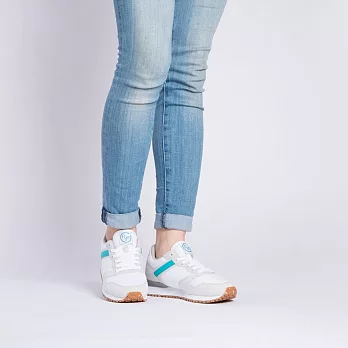 FYE新一代復古慢跑鞋  淺灰/天空藍 日本超纖環保休閒鞋(再回收概念,耐穿,不會分解)  女生款---舒適‧時尚。36淺灰/天空藍