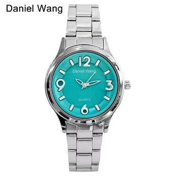 Daniel Wang DW-3166 繽紛俏麗甜美愛心立體數字鐵帶錶 - 藍綠