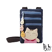 ABS貝斯貓 可愛貓咪拼布 郊遊隨身包 肩/斜背包 88-195藍色