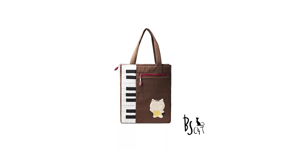 ABS貝斯貓 可愛貓咪拼布 A4可入肩背包 提袋 88-200咖啡