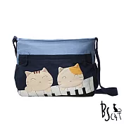 ABS貝斯貓 可愛貓咪拼布 肩背包 斜揹包 88-213藍色