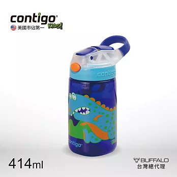 Contigo美國 Gizmo兒童水壺吸管瓶414cc / 單入- 寶藍恐龍