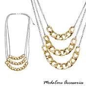 【摩達客】時尚多層鏈條造型金銀色項鍊