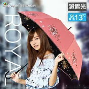 【雙龍牌】HANA色膠宮廷傘直立傘自動晴雨傘/降13度抗UV陽傘降溫涼感防曬A8027香頌粉