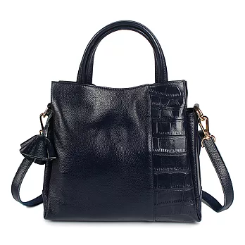 預購【O-ni O-ni】真皮設計師新款手提包女士托特側肩包HWBH-P215(5色可選)寶藍色