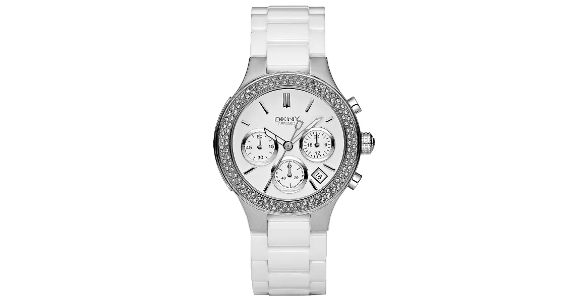 DKNY 極羨之美晶鑽時尚陶瓷腕錶-NY4985