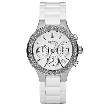 DKNY 極羨之美晶鑽時尚陶瓷腕錶-NY4985
