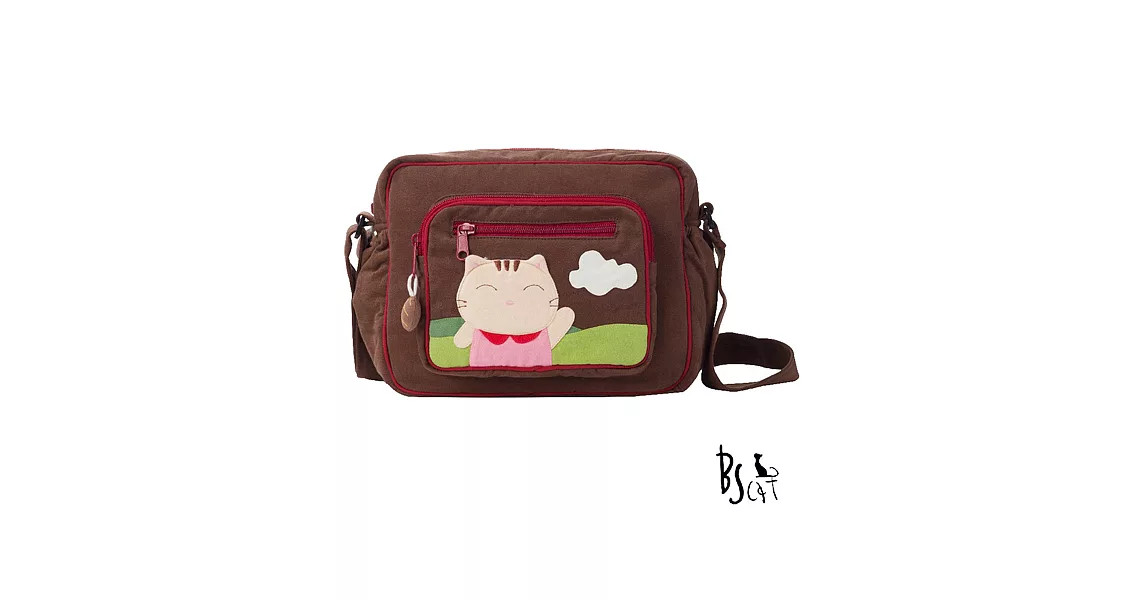 ABS貝斯貓 可愛貓咪拼布 肩背包 斜揹包 88-203咖啡