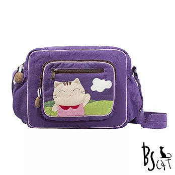 ABS貝斯貓 可愛貓咪拼布 肩背包 斜揹包 88-203紫