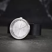 LEFF amsterdam｜tube  北歐工業齒輪設計真皮腕錶 (不鏽鋼、黑皮帶)