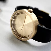 LEFF amsterdam｜tube  北歐工業齒輪設計真皮腕錶 (黃銅、黑色皮帶)