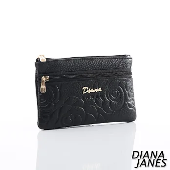 Diana Janes 牛皮 玫瑰花 零錢包-黑