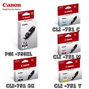 CANON PGI-750XL BK+CLI-751BK/C/M/Y原廠墨水組