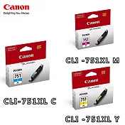 CANON CLI-751XL C/M/Y原廠墨水組