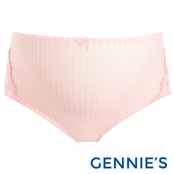 【Gennies專櫃】Gennies系列-緹花條紋蕾絲中腰內褲M粉
