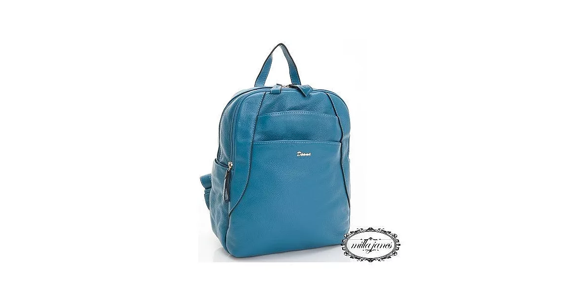 【Milla‧Janes米拉.珍妮絲】法式時尚 多格層 真皮後背包(漾淺藍)