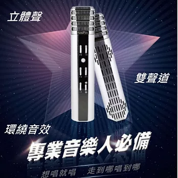 KooPin K8 無線藍牙雙喇叭行動KTV(台灣製造)魔幻銀