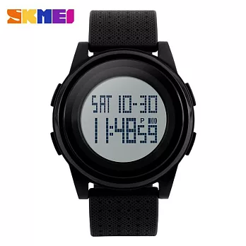 SKMEI 時刻美 1206 時尚流行大錶面輕薄防水電子錶- 黑帶白面
