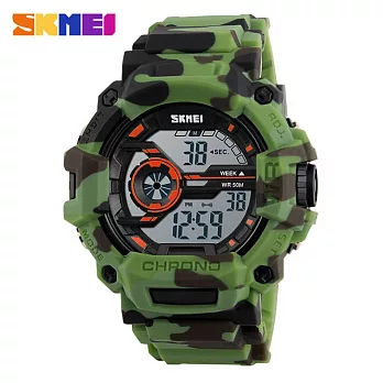SKMEI 時刻美 1233 熱血野戰運動防水電子錶- 迷彩綠