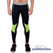 【SUPERFEATURING】專業跑步 三鐵 Hicolor運動壓縮緊身褲XL(亮綠)