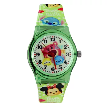 Disney 迪士尼 可愛Tsum Tsum系列歡樂角色矽膠錶- 綠色