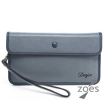 【Zoe’s】頂級牛皮 平紋 手機皮夾 手拿包 (品味灰)